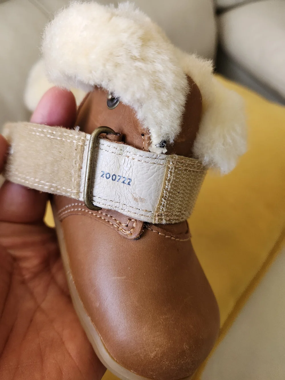 Bobux Tan & Cream Faux-Fur Ankle Boots for Kids